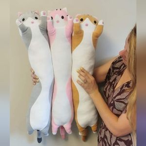 27.5" Long Plushie Cats Pink and Orange Stuffed Animal Squishy Gift
